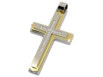 Large cross stainless steel gilded